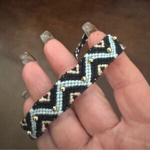 NEW Rebecca Minkoff Women's Multicolor Chevron Beaded Adjustable Bracelet